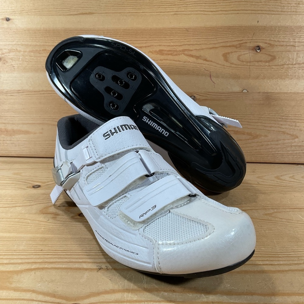 Shimano SH-RP300 Road Cycling Shoes Size 41 Men’s 7.5 White 3 Bolt & 2 Bolt